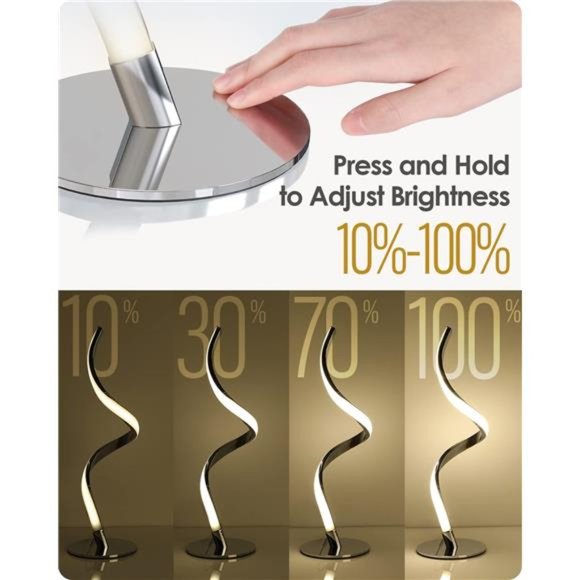 Modern Spiral Bedside Lamp - 3 Colors Touch Control LED Table Lamp, Stepless - Picture 3 of 6